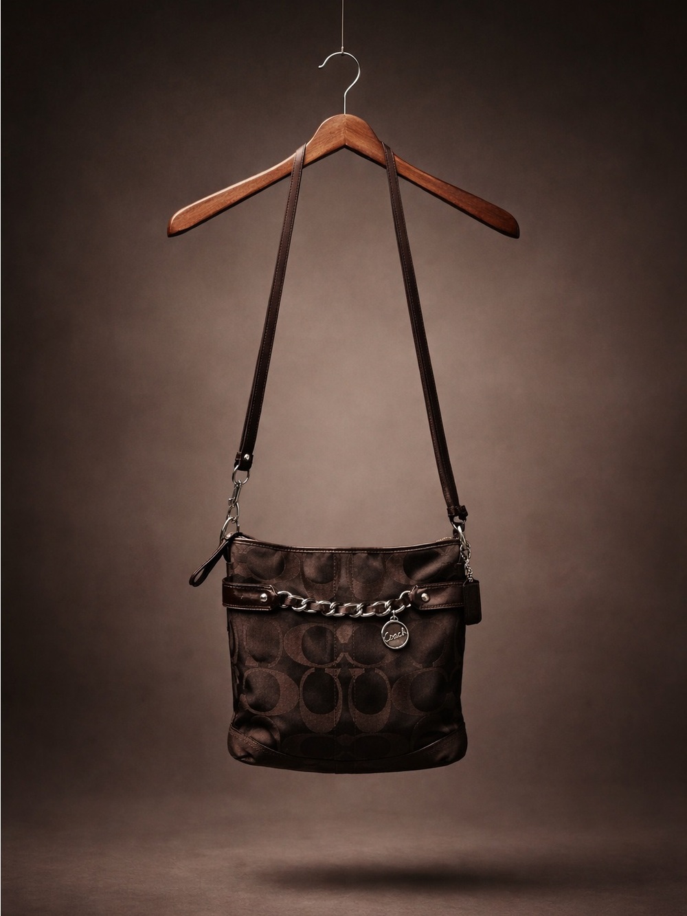 Coach Optic 2012 Brown/Bronze Signature Duffle Chain Shoulder Bag